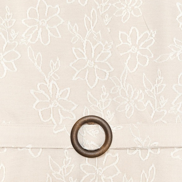 ☀️ ZARA Textured Floral Rustic Midi Dress with Belt in Ecru Beige Small S - Picture 5 of 16